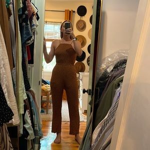 Abercrombie jumpsuit burnt orange & polka dot
